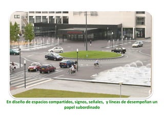 En diseño de espacios compartidos, signos, señales, y líneas de desempeñan un
papel subordinado
 