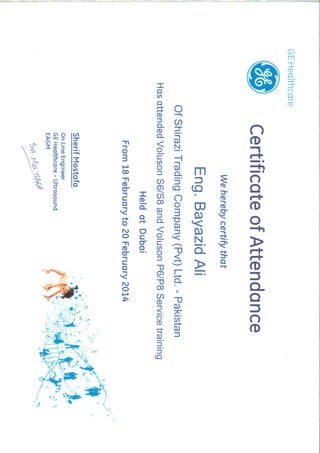 G.E Ultrasound Training Certificate 1