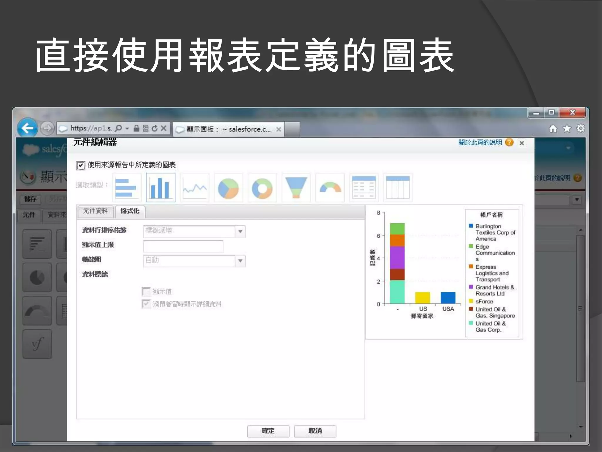 直接使用報表定義的圖表
 