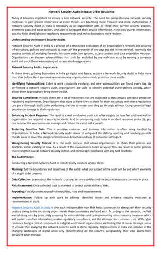 Network Security Audit in India: Cyber Resilience | PDF