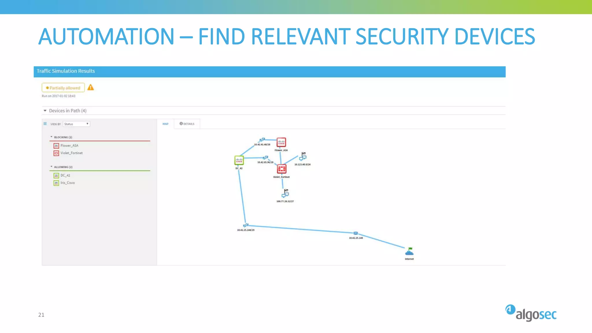 AUTOMATION – FIND RELEVANT SECURITY DEVICES
21
 