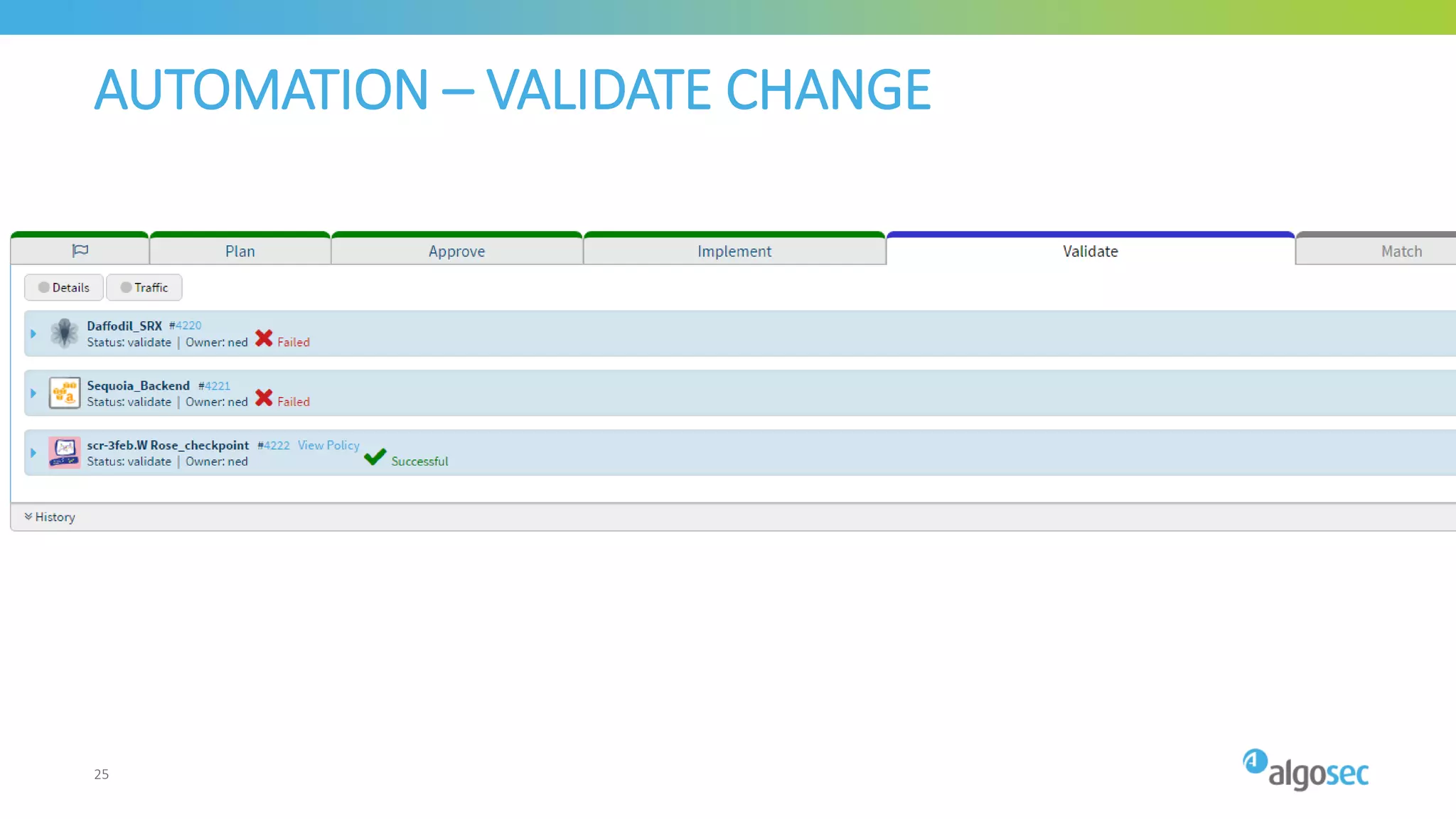 AUTOMATION – VALIDATE CHANGE
25
 