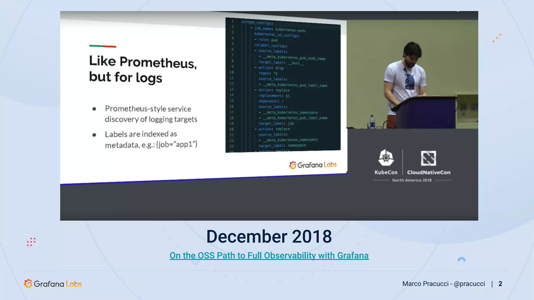 December 2018
On the OSS Path to Full Observability with Grafana
Marco Pracucci - @pracucci | 2
 