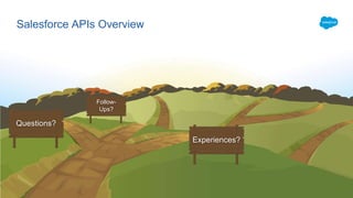Salesforce APIs Overview
Questions?
Follow-
Ups?
Experiences?
 