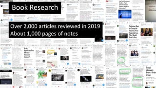 Book Research
Over 2,000 articles reviewed in 2019
About 1,000 pages of notes
Re-living a descent into hell…
 