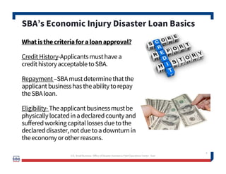 5
How much can I borrow?
Eligible entities may qualify for loans up to $2 million.
The interest rates for this disaster ar...