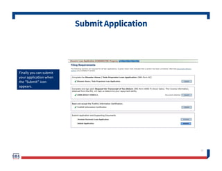ApplicationSubmissionConfirmation
58
After
submission you
will see that
your
application
number has
been
submitted.
 