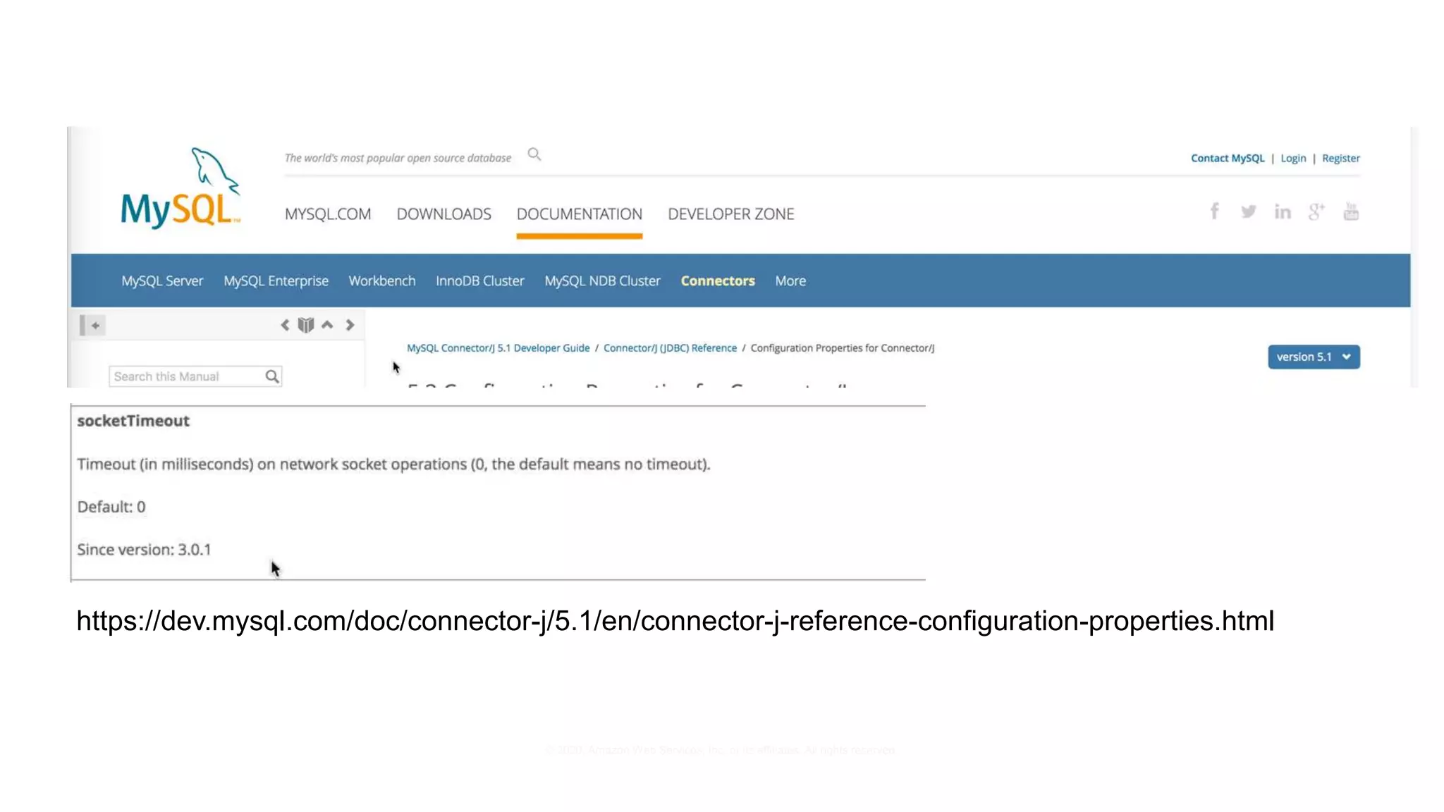 © 2020, Amazon Web Services, Inc. or its affiliates. All rights reserved.
https://dev.mysql.com/doc/connector-j/5.1/en/connector-j-reference-configuration-properties.html
 