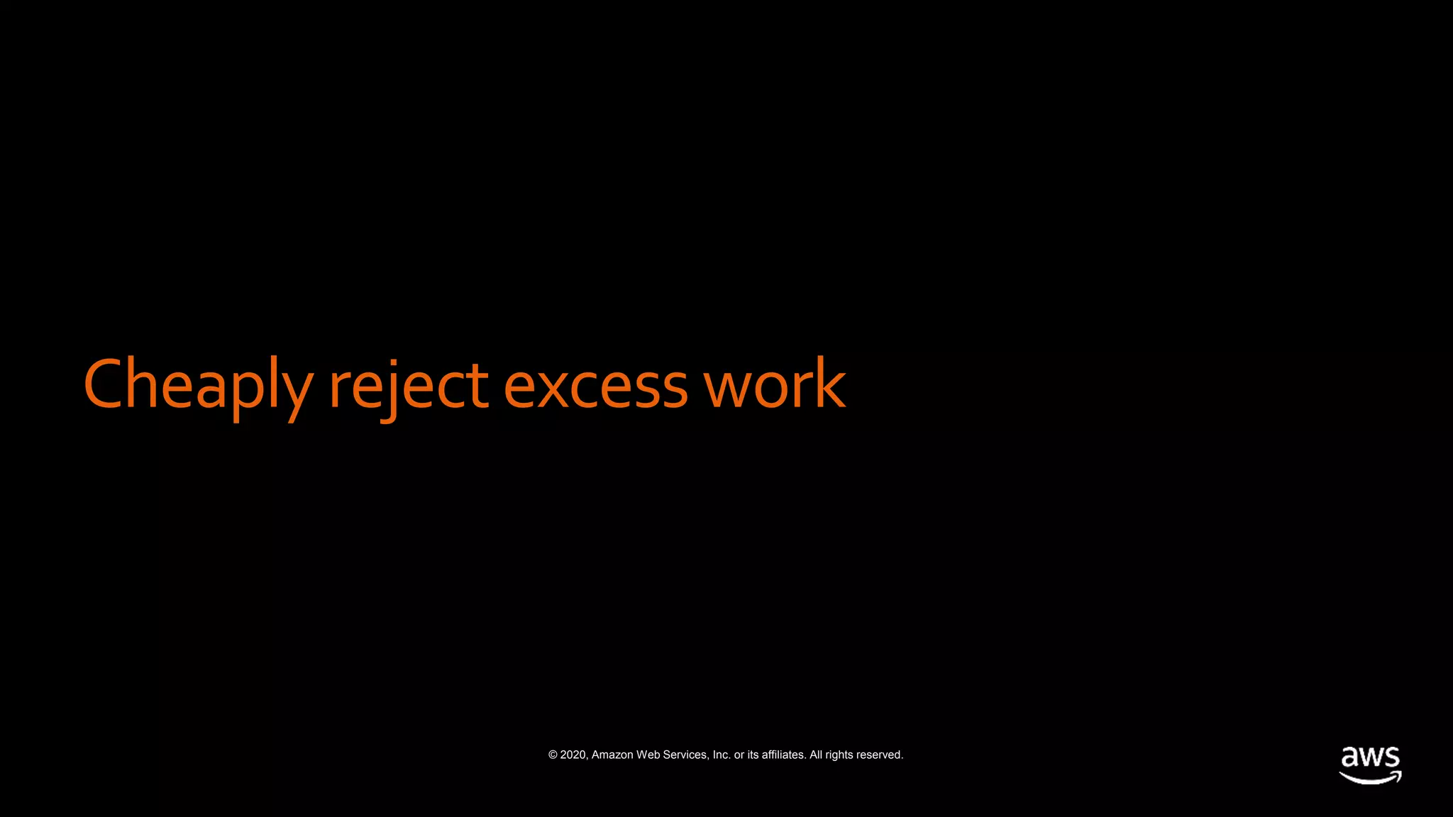 © 2020, Amazon Web Services, Inc. or its affiliates. All rights reserved.
Cheaply reject excess work
 