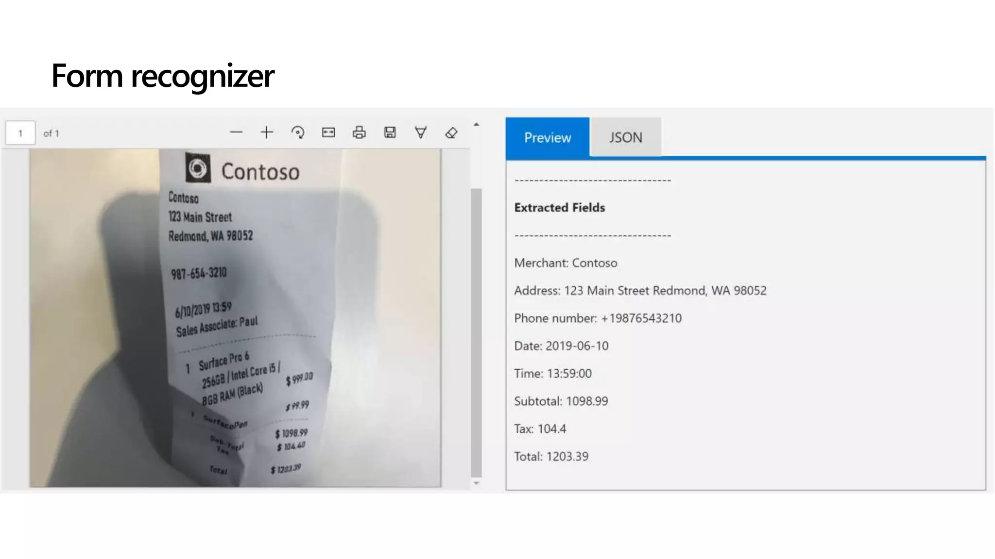 Extract information from text
Form recognizer
 