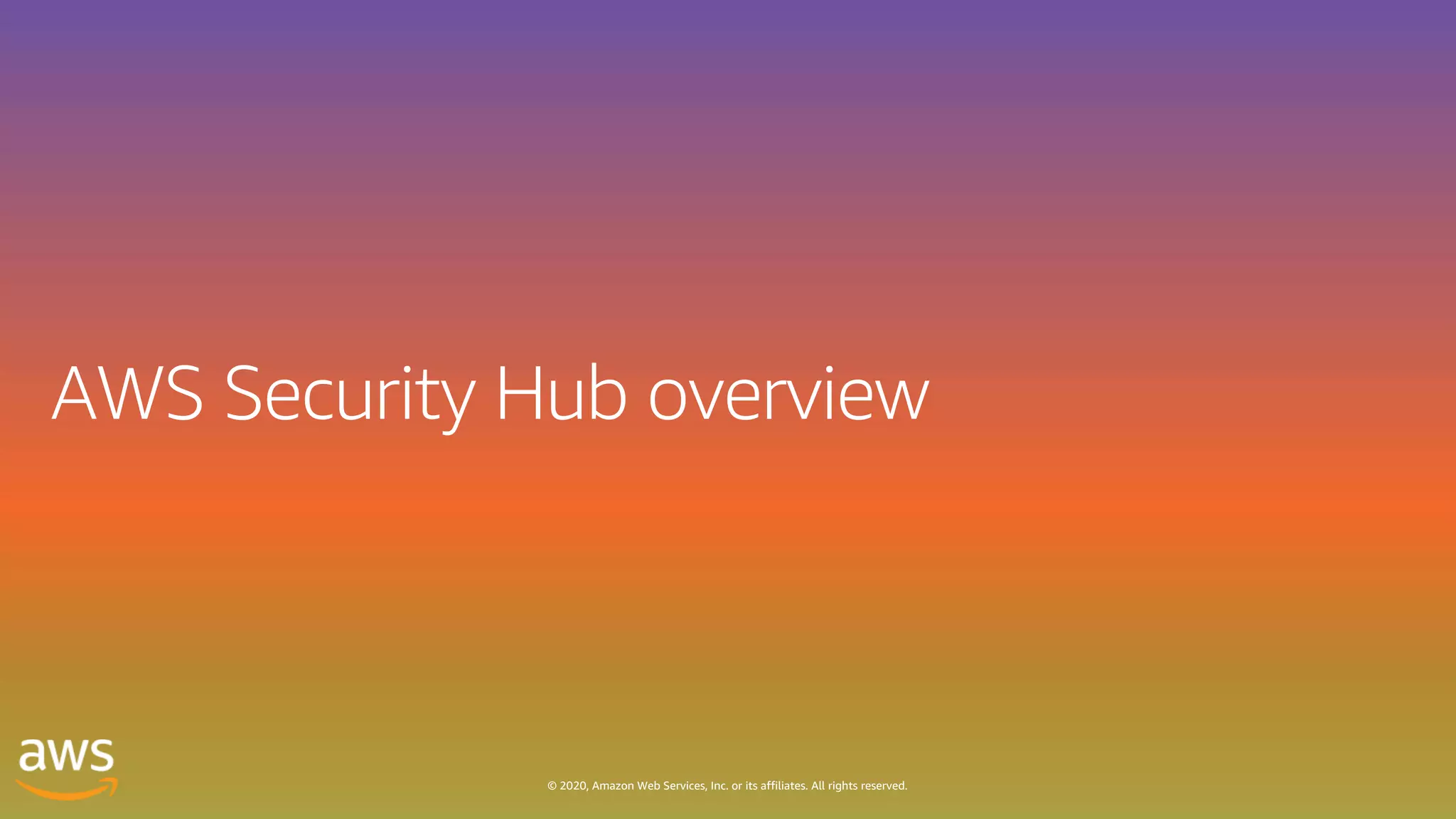 © 2020, Amazon Web Services, Inc. or its affiliates. All rights reserved.
 