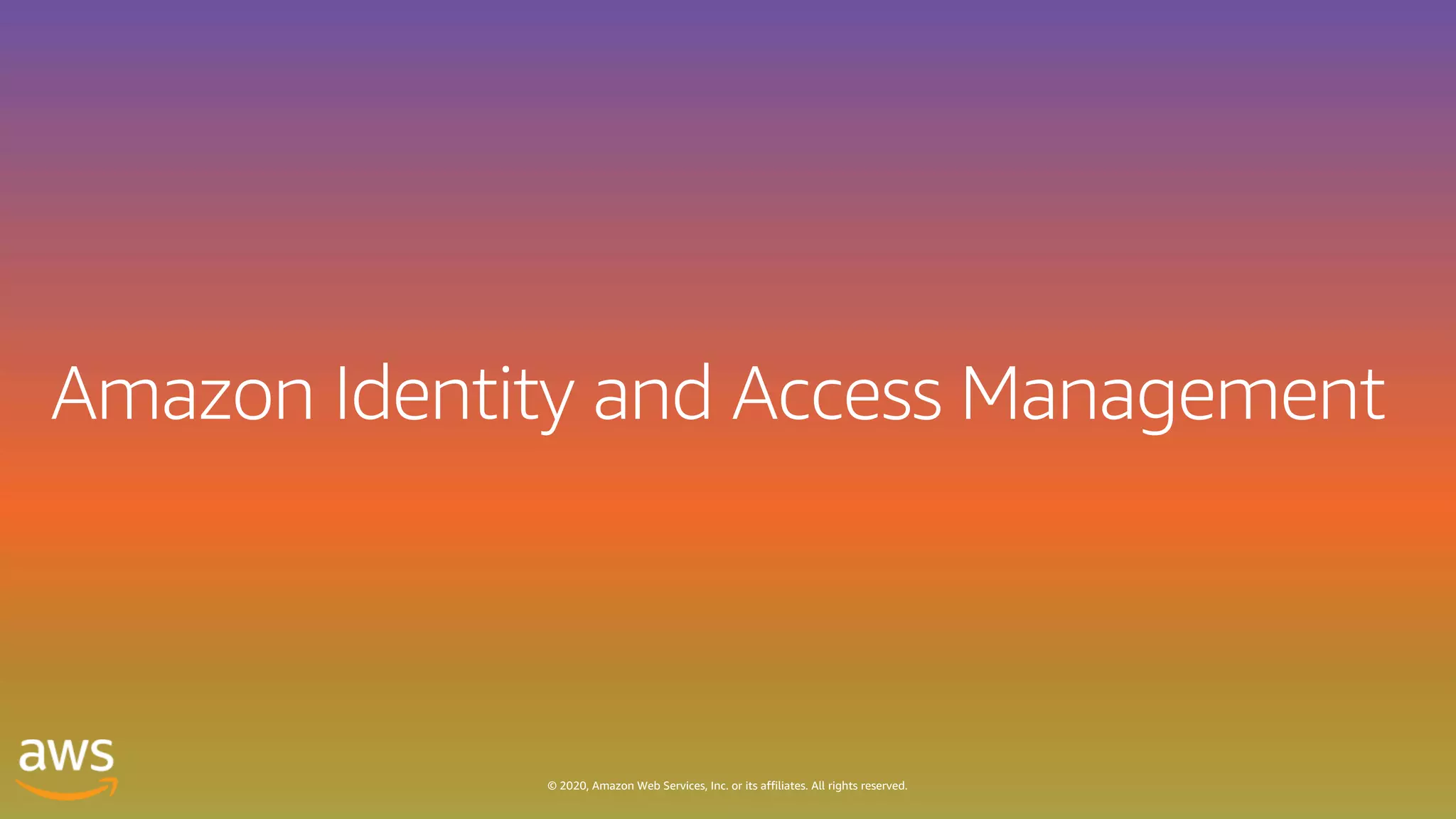 © 2020, Amazon Web Services, Inc. or its affiliates. All rights reserved.
 