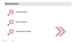 31/01/2020© FIDAL 2020 2
Sommaire
1 Côté particuliers
2 Côté entreprises
3 Lutte contre la fraude
 