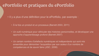 ePortfolio et pratiques du ePortfolio
 