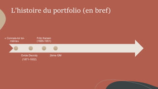 L’histoire du portfolio (en bref)
« Connais-toi toi-
même»
Ovide Decroly
(1871-1932)
Fritz Karsen
(1885-1951)
2ème GM
 