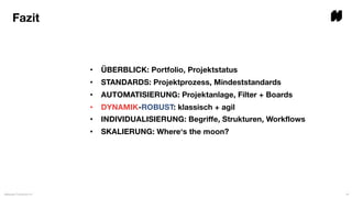 • ÜBERBLICK: Portfolio, Projektstatus
• STANDARDS: Projektprozess, Mindeststandards
• AUTOMATISIERUNG: Projektanlage, Filter + Boards
• DYNAMIK-ROBUST: klassisch + agil
• INDIVIDUALISIERUNG: Begriffe, Strukturen, Workflows
• SKALIERUNG: Where‘s the moon?
Atlassian Frühstück #1 34
Fazit
 