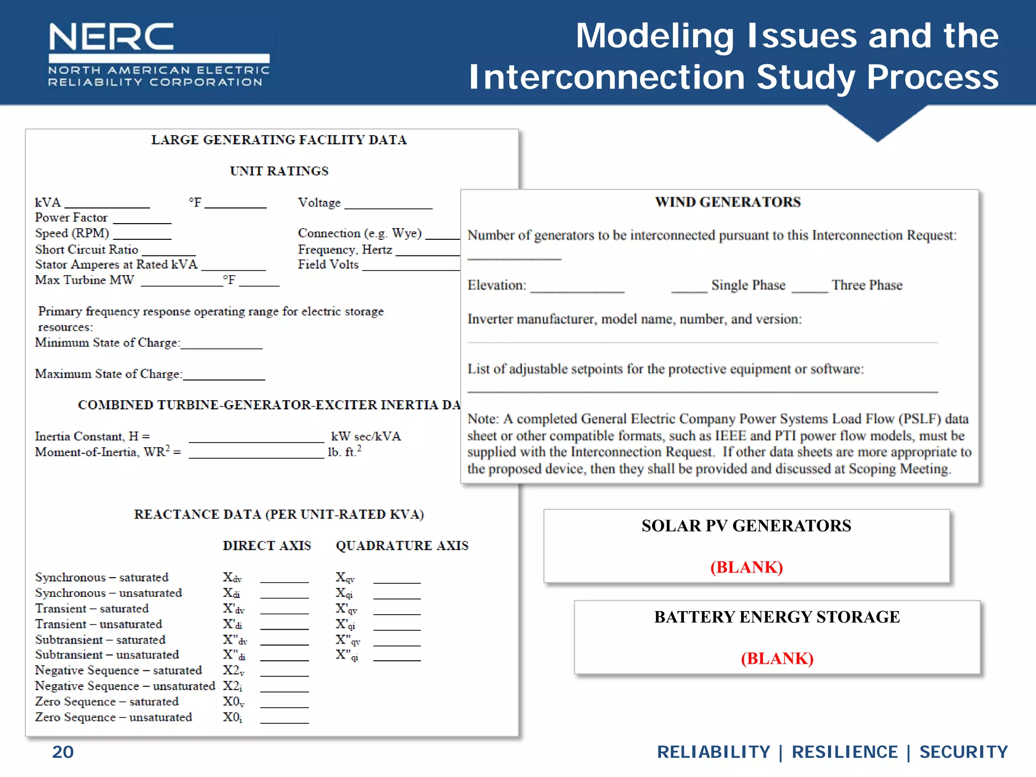 RELIABILITY | RESILIENCE | SECURITY
20
Modeling Issues and the
Interconnection Study Process
SOLAR PV GENERATORS
(BLANK)
BATTERY ENERGY STORAGE
(BLANK)
 