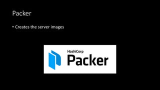 Packer
• Creates the server images
 
