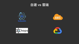 ⾃建 vs 雲端
 