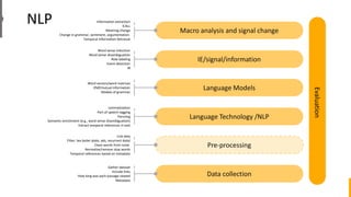 NLP
Evaluation
Information extraction
ICALL
Meaning change
Change in grammar, sentiment, argumentation
Temporal Informatio...