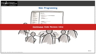 96/111
技術在我們手上 世界就在我們手上
Image Credit : https://team-coder.com/mob-programming/
Mob Programming
Continuous Code Reviews Inline
 