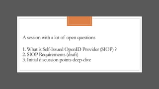 Self-issued OpenID Provider_OpenID Foundation Virtual Workshop 