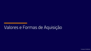 Valores e Formas de Aquisição
Company Confidential
 