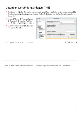 TNS = Transparent Network Substrate (Abstrahierungsschicht innerhalb von Oracle Net).
14
 