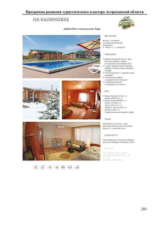 Программа развития туристического кластера Астраханской области
203
 
