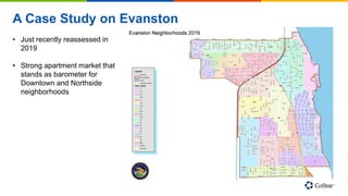 A Case Study on Evanston
• Just recently reassessed in
2019
• Strong apartment market that
stands as barometer for
Downtown and Northside
neighborhoods
 