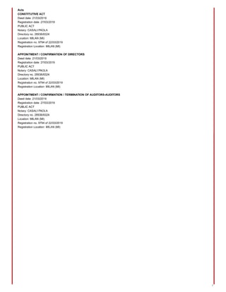 Pharmacielo Italia Corporate Registry Historical Extract (English)