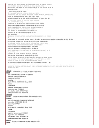 Pharmacielo Italia Corporate Registry Historical Extract (English)