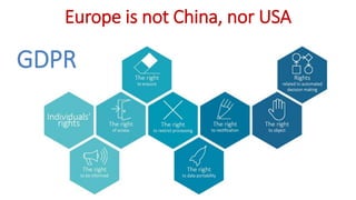 Europe is not China, nor USA
GDPR
 