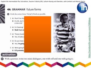 http://sandymillin.wordpress.com/100ideas
English File Intermediate Plus 3rd edition, Teacher’s Book p146, Latham-Koenig and Oxenden, with Lambert and Martín García
 