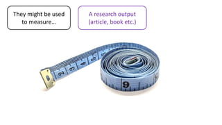 They might be used
to measure…
A research output
(article, book etc.)
 