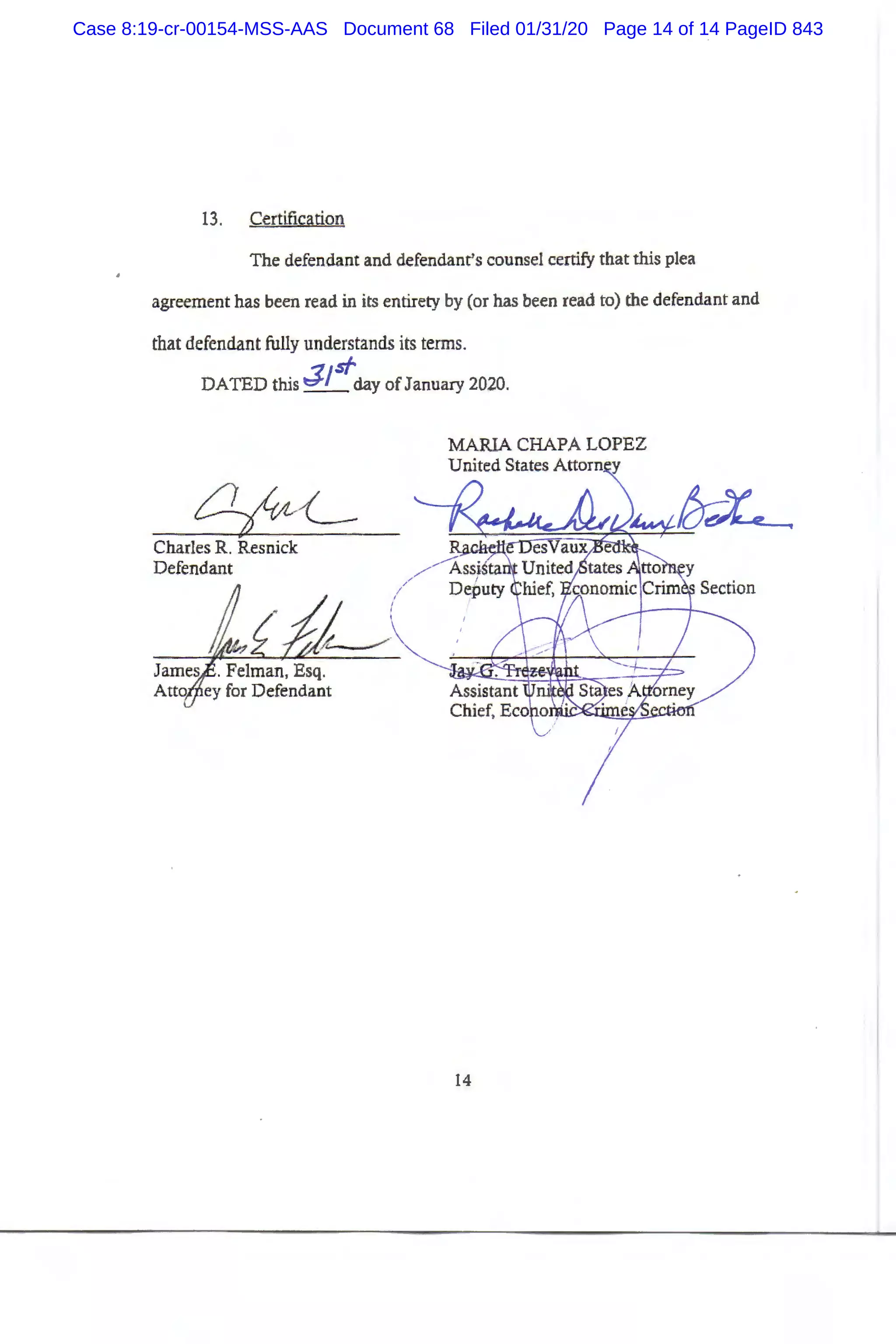 Case 8:19-cr-00154-MSS-AAS Document 68 Filed 01/31/20 Page 14 of 14 PageID 843