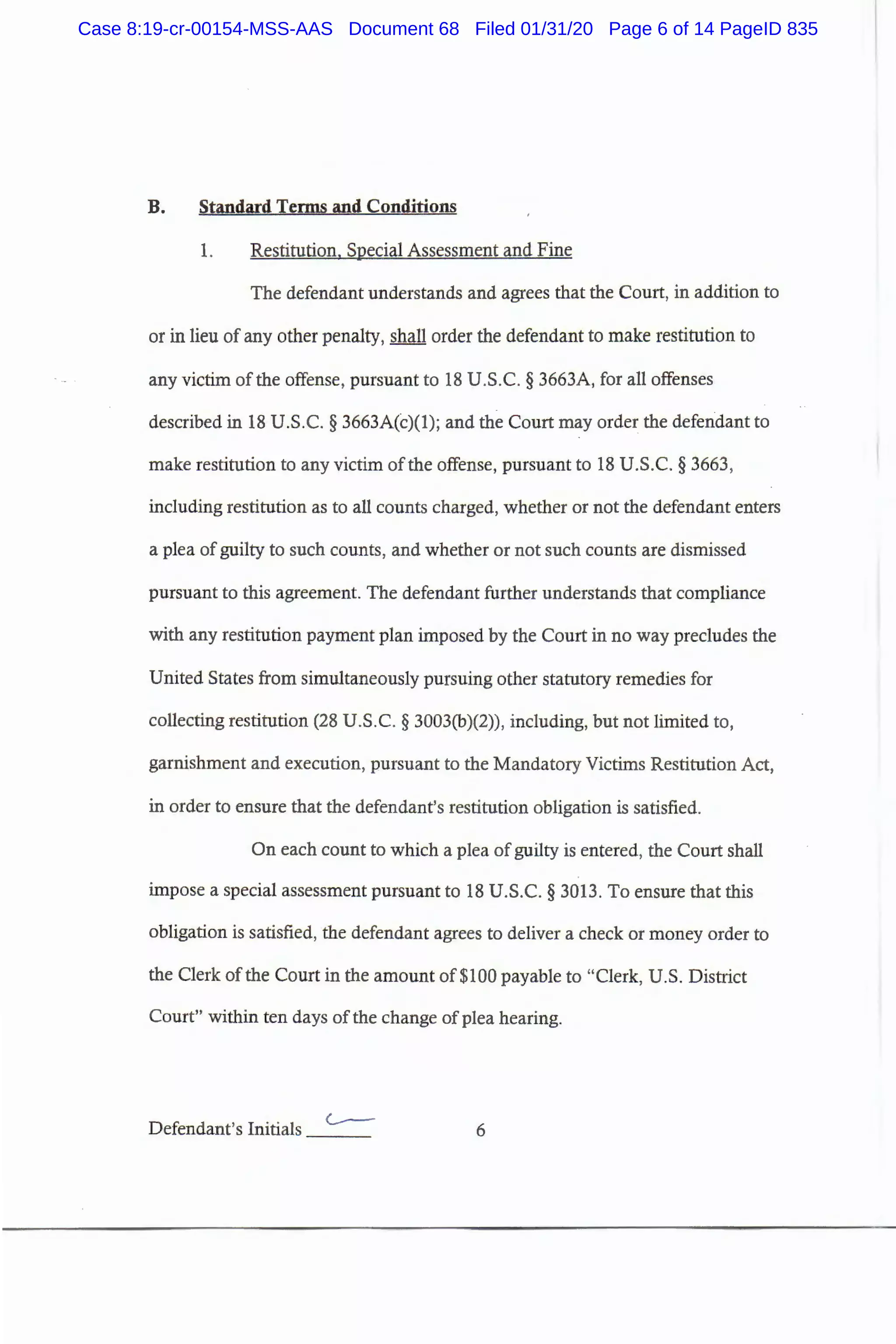 Case 8:19-cr-00154-MSS-AAS Document 68 Filed 01/31/20 Page 6 of 14 PageID 835