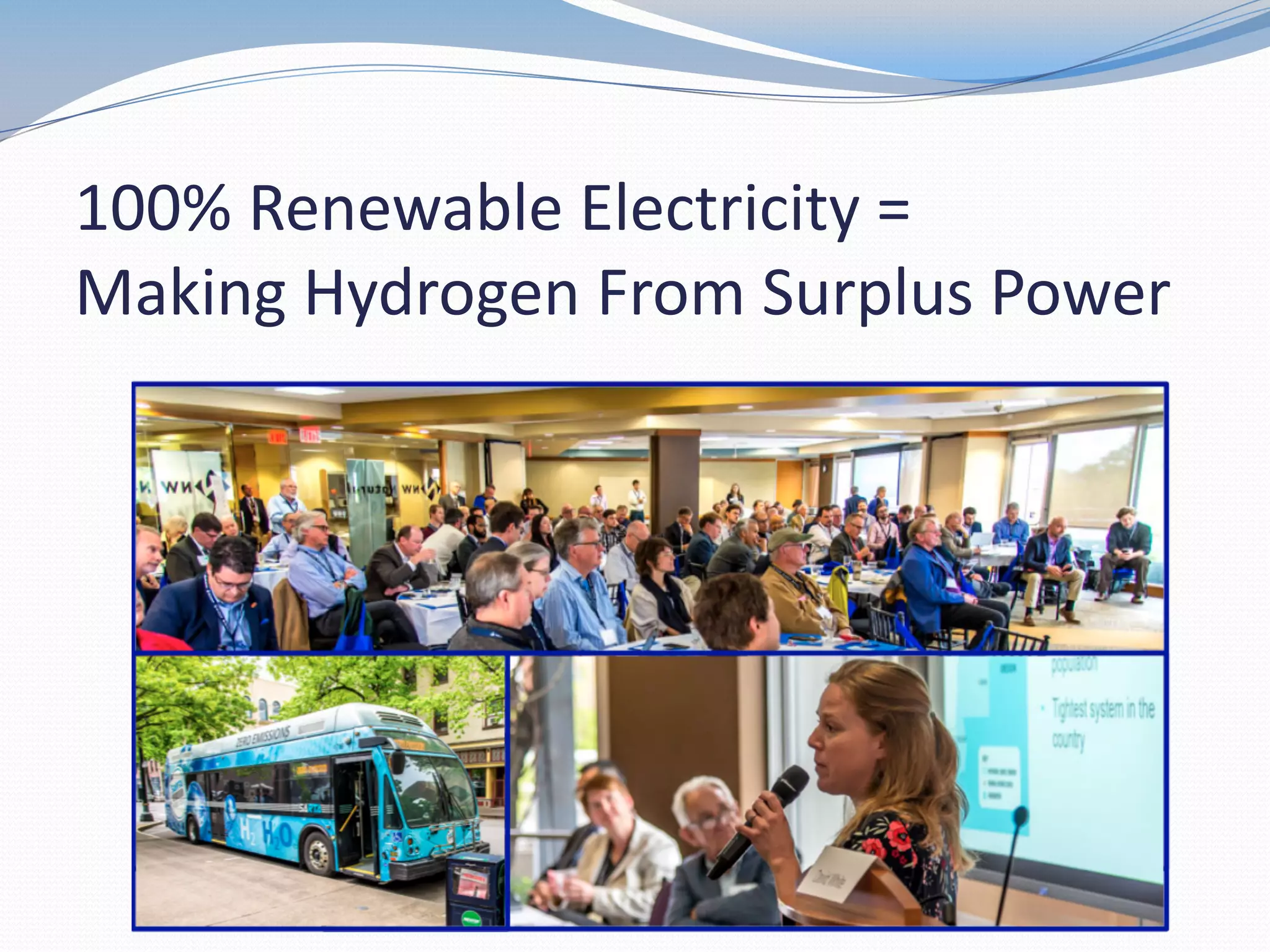 100% Renewable Electricity =
Making Hydrogen From Surplus Power