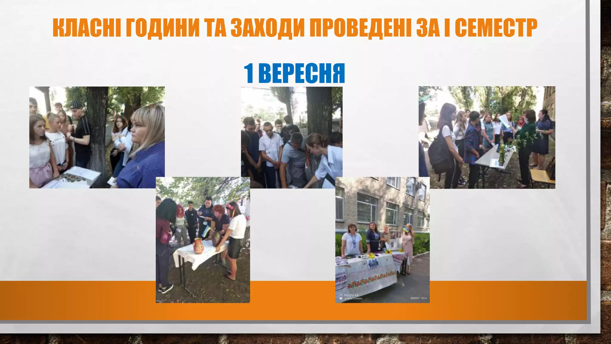 КЛАСНІ ГОДИНИ ТА ЗАХОДИ ПРОВЕДЕНІ ЗА І СЕМЕСТР
1 ВЕРЕСНЯ
 