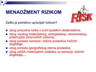 Vrste Rizika Upravljanje rizikom | PPT