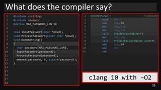 35
What does the compiler say?
clang 10 with –O2
 