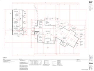 1
FLOOR PLAN
FOUNDATION PLAN
1/4" = 1'-0"
CONSTRUCTION NOTES
PLAN NOTES SYMBOL LEGEND
REIN. CONC. WALL w/ CONT.
REIN. CONC. FTG.
2x6 WD. FRAMED WALL
2x4 WD. FRAMED WALL
6" WALL
L
K
J
H
G
1. ALL PIERS TO BEAR ON ORIGINAL, UNDISTURBED SOIL OF 2,000psf BEARING
CAPACITY OR FILL COMPACTED AND TESTED
TO CONFORM TO THE RECOMMENDATIONS OF A GEOTECHNICAL ENGINEER.
2. PIERS SHALL EXTEND BELOW THE FROST LINE: MIN. DEPTH OF 36" BELOW
GRADE.
3. POST SHALL BE TREATED OR CEDAR WITH SIMPSON ABU66 POST BASE
28"
6x6
18"
6x6
24"
6x6
16"
6x6
12"
6x6
PIER DIA.
COLUMN SIZE
MARK
COLUMN & PIER SCHEDULE
ALTERNATE BRACED WALL PANEL
DETAIL
1
S4.0
TYPICAL DEAD MAN DETAIL
3
S2.0
TYPICAL OVERDIG DETAIL AT
BASEMENT SLAB
6
S2.1
COLUMN AND PIER PAD SCHEDULE (SHEET S2.0)
X
ALT.
APA NARROW WALL BRACING METHOD
WITHOUT HOLD-DOWNS
1
S4.0
DETAIL REFERENCES
STRUCTURAL GARAGE SLAB /
WALL SECTION
3
S2.1
STRUCTURAL GARAGE SLAB
PIER PAD DETAIL
2
S2.1
TYPICAL STRUCTURAL GARAGE SLAB PLAN
1
S2.1
COLUMN PAD DETAIL
5
S2.0
FOUNDATION WALL JUMP DETAIL
4
S2.0
TYPICAL "UNRESTRAINED" FOUNDATION
WALL DETAIL
2
S2.0
TYPICAL FOUNDATION WALL DETAIL
1
S2.0
136'-67
8"
22'-0" 24'-0"
49'-21
2" 41'-43
8"
1'-4" 20'-0"
16'-0" 22'-0" 6'-21
2" 1'-103
4" 19'-57
8" 1'-8" 12'-11
2" 6'-23
8"
77'-1
7
8
"
51'-4"
14'-8"
3'-6"
5'-11"
1'-8
3
4
"
136'-67
8"
11'-1
7
8
"
44'-3" 46'-37
8"
22'-0"
8"
24'-0"
5'-0" 13'-4" 22'-9" 1'-11" 1'-3" 6'-61
2" 11'-13
8" 14'-0" 11'-0"
77'-1
7
8
"
45'-8
1
4
"
19'-0
5
8
"
5'-6"
5'-9
1
4
"
7'-0"
8'-4
3
8
"
5"
10'-7" 11'-0"
5"
1'-11"
51'-4"
1'-4"
1'-0"
6'-0"
1'-0"
6'-4"
9'-4"
CLR
2'-8"
9'-4"CLR
2'-8"
9'-4"CLR
2'-4"
7'-10"
1'-8"
9'-8"
12'-0"
12'-0"
6'-8"
7'-2" 7'-6"
8"
8"w X 4'-0"h REIN. CONC. FNDN. WALL
w/ 4"w X 12"h BLOCKOUT AT TOP w/ #4
@ 24"o.c. E/W ON 16"w X 8"dp REIN.
CONC. FTG. w/ (2) #4 CONT.
11'-0" 11'-0"
BLOCK DOWN t/ WALL 12" FOR
OHD LOCATIONS, TYP. OF (3)
8"w X 4'-0"h REIN. CONC. FNDN.
WALL w/ 4"w X 12"h BLOCKOUT
AT TOP w/ #4 @ 24"o.c. E/W ON
16"w X 8"dp REIN. CONC. FTG. w/
(2) #4 CONT.
16"w X 8"dp THICKENED SLAB or REIN.
CONC. FTG. w/ (2) #4 CONT.
DROP
t/ STEM 6"
DROP
t/ STEM 6"
8"w X 3'-6"h REIN. CONC. FNDN. WALL
w/ 4"w X 6"h BLOCKOUT AT TOP w/ #4
@ 24"o.c. E/W ON 16"w X 8"dp REIN.
CONC. FTG. w/ (2) #4 CONT.
CONT. INT. LEDGE HEIGHT THROUGH
WALL STEM HEIGHT STEP
CONT. INT. LEDGE
HEIGHT PAST STEM
HEIGHT STEP
9'-10"
41'-6"
12'-2" 12'-0"
12'-0 3
8 "
12'-10"
16'-2"
7
'
-
4
"
1
0
'
-
1
0
"
14'-8"
1'-4"
1'-0"
5'-2"
1'-0"
10'-6"
10'-6"
1'-11"
13'-4"
1'-10" 11'-10" 8'-5" 1'-11" 30°
2'-31
2"
8"
1'-4" 20'-0" 1'-4"
8"
5'-0"
8"w X 4'-0"h REIN. CONC. FNDN. WALL
w/ 4"w X 12"h BLOCKOUT AT TOP w/ #4
@ 24"o.c. E/W ON 16"w X 8"dp REIN.
CONC. FTG. w/ (2) #4 CONT.
6'-6"
8'-6"
19'-6"
10'-6"
6'-0"
6'-9"
5'-9"
16'-3"
3'-3"
3
'
-
9
1
2
"
22'-6"
11'-0"
6
'
-
8
"
DROP t/ FTG
DOWN 4'-0"
8"w X 5'-0"h REIN. CONC. FNDN.
WALL w/ #4 @ 24"o.c. HORIZ. AND
12"o.c. VERT w/ 4"w x 6"h INT.
BLOCK OUT ON 16"w X 8"dp REIN.
CONC. FTG. w/ (2) #4 CONT.
WALL HEIGHT STEP
8"w X 3'-0"h BURIED REIN. CONC.
FNDN. WALL w/ #4 @ 24"o.c. E/W
& 4"w X 6"h INT. BLOCKOUT ON
16"w X 8"dp REIN. CONC. FTG. w/
(2) #4 CONT.
18" SQ. x 42"dp
CONC. PIER
8"w X 9'-0"h REIN. CONC.
FNDN. WALL w/ #4 @ 24"o.c.
HORIZ. AND 12"o.c. VERT ON
16"w X 8"dp REIN. CONC. FTG.
w/ (2) #4 CONT.
8"w X 9'-0"h REIN. CONC.
FNDN. WALL w/ #4 @ 24"o.c.
HORIZ. AND 12"o.c. VERT ON
16"w X 8"dp REIN. CONC. FTG.
w/ (2) #4 CONT.
DROP t/ SLAB 1-1/2"
(42" x 96" AREA)
4"w X 6"h BLOCKOUT AT
INT. FACE OF WALL FOR
FLUSH SLAB SUPPORT
t/ STEM: 928.5'
t/ LEDGE: 927.5'
t/ LEDGE: 927.5'
t/ STEM: 928.5'
t/ LEDGE: 927.5'
t/ STEM: 928.5'
t/ LEDGE: 927.5'
t/ STEM: 928.5'
t/ STEM: 928.5'
t/ STEM: 928'
t/ LEDGE:
927.5'
t/ STEM:
928'
t/ LEDGE: 927.5'
t/ STEM: 928.5'
t/ LEDGE: 927.5'
t/ STEM: 928'
t/ LEDGE: 927.5'
t/ STEM: 928.5'
t/ LEDGE: 927.5'
t/ STEM: 928'
t/ WALL: 920.0'
t/ FTG: 915.0'
t/ FTG: 915.0'
t/ WALL: 928.0'
t/ FTG: 919.0'
t/ WALL: 928.0'
t/ FTG: 919.0'
t/ WALL: 928.0'
t/ WALL: 928.0'
t/ LEDGE: 927.5'
t/ WALL: 928.0'
t/ FTG: 919.0'
t/ WALL: 928.0'
8"w X 9-0"h REIN. CONC.
FNDN. WALL w/ INTERIOR
BLOCKOUT w/ #4 @ 24"o.c.
HORIZ. AND 12"o.c. VERT ON
16"w X 8"dp REIN. CONC. FTG.
w/ (2) #4 CONT.
8"w X 9'-0"h REIN. CONC.
FNDN. WALL w/ #4 @ 24"o.c.
HORIZ. AND 12"o.c. VERT ON
16"w X 8"dp REIN. CONC. FTG.
w/ (2) #4 CONT.
t/ FTG: 915.0'
t/ STEM: 918.0'
t/ PIER: 918.75'
4" REIN. CONC. SLAB (EL: 918.33) w/ #4 @ 24"o.c.
E/W o/ 10mil VAPOR BARRIER (MIN.) o/ 2" RIGID
INSULATION o/ 4" CLEAN 3
4"Ø GRAVEL BASE
SLOPE SLAB 1
8" PER 1'-0" TO DRAIN
TOWARDS OVERHEAD DOORS, TYP.
WARP SLAB TO CREATE
FLUSH TRANSITION
INTO MUDROOM
UNEXCAVATED
UNEXCAVATED
t/ FTG: 919.0'
t/ WALL: 928.0'
8"w X 6'-0"h REIN. CONC.
FNDN. WALL w/ #4 @ 24"o.c.
HORIZ. AND 12"o.c. VERT ON
16"w X 8"dp REIN. CONC. FTG.
w/ (2) #4 CONT.
t/ FTG: 923.5'
t/ WALL: 929.5'
t/ FTG: 919.0'
t/ WALL: 928.0'
8"w X 3'-0"h BURIED REIN. CONC.
FNDN. WALL w/ #4 @ 24"o.c. E/W
& 4"w X 6"h INT. BLOCKOUT ON
16"w X 8"dp REIN. CONC. FTG. w/
(2) #4 CONT.
t/ FTG: 915.0'
t/ STEM: 918.0'
30"x60" REIN. CONC. PAD w/
(4) #4 BARS LONG. AND (8) #4
BARS TRANS.
WALL HEIGHT
STEP
WALL HEIGHT
STEP
t/ FTG: 919.0'
t/ WALL: 926.0'
DROP t/ SLAB 1-1/2"
FOR MECHANICAL
EQUIP.
DROP t/
WALL 24"
8"w X 9-0"h REIN. CONC.
FNDN. WALL w/ #4 @ 24"o.c.
HORIZ. AND 12"o.c. VERT ON
16"w X 8"dp REIN. CONC. FTG.
w/ (2) #4 CONT.
8"w X 7'-0"h REIN. CONC.
FNDN. WALL w/ #4 @ 24"o.c.
HORIZ. AND 12"o.c. VERT ON
16"w X 8"dp REIN. CONC. FTG.
w/ (2) #4 CONT.
DROP t/
WALL 48"
t/ FTG: 919.0'
t/ WALL: 926.0'
t/ WALL:
922.0'
t/ FTG:
919.0'
8"w X 3'-0"h REIN. CONC.
FNDN. WALL w/ #4 @ 24"o.c.
HORIZ. AND 12"o.c. VERT ON
16"w X 8"dp REIN. CONC. FTG.
w/ (2) #4 CONT.
DROP t/ FTG
DOWN 4'-0"
8"w X 7'-0"h REIN. CONC.
FNDN. WALL w/ #4 @ 24"o.c.
HORIZ. AND 12"o.c. VERT ON
16"w X 8"dp REIN. CONC. FTG.
w/ (2) #4 CONT.
t/ WALL: 922.0'
t/ FTG: 919.0'
t/ WALL: 922.0'
t/ FTG: 915.0'
8"w X 7'-0"h REIN. CONC.
FNDN. WALL w/ #4 @ 24"o.c.
E/W ON 16"w X 8"dp REIN.
CONC. FTG. w/ (2) #4 CONT.
t/ WALL 922.0'
t/ FTG: 915.0'
8"w X 3'-0"h BURIED REIN. CONC.
FNDN. WALL w/ #4 @ 24"o.c. E/W
& 4"w X 6"h INT. BLOCKOUT ON
16"w X 8"dp REIN. CONC. FTG. w/
(2) #4 CONT.
8"w X 3'-0"h BURIED REIN. CONC.
FNDN. WALL w/ #4 @ 24"o.c. E/W & 4"w
X 6"h INT. BLOCKOUT ON 16"w X 8"dp
REIN. CONC. FTG. w/ (2) #4 CONT.
t/ STEM: 918.0'
t/ FTG: 915.0'
t/ STEM: 918.0'
t/ FTG: 915.0'
F.D.
EL: 918.18'
F.D.
EL: 918.18'
F.D.
EL: 927.93'
F.D.
EL: 927.93'
F.D.
EL: 927.93'
6"w STEM
6"w STEM
6"w STEM
6"w STEM
6"w STEM
3'-8"
8'-0"
42'-0"
8'-0"
56'-1
7
8
"
8'-6"
8"
10"
5'-0"
1'-4"
3
'
-
4
"
6'-4"
4'-2"
90'-67
8"
56'-1
7
8
"
21'-0"
10'-5
1
2
"
90'-67
8"
BREAK IN SLOPE TO
ALIGN w/ WALL; RE: PLAN
t/ STEM: 918.0'
t/ LEDGE: 917.6'
t/ LEDGE: 917.5'
t/ LEDGE: 917.5'
t/ LEDGE: 917.5'
t/ LEDGE: 917.5'
1
1
'
-
2
"
1
0
'
-
1
0
"
GENERAL PLAN NOTES
1. WINDOWS SHALL HAVE FALL PROTECTION IRC 312.2.4
2. HOUSE WILL BE PROVIDED WITH A 'UFER' GROUND PER IRC SECTION 3608.1.5
3. OVERHEAD GARAGE DOORS MUST MEET DASMA REQUIREMENTS FOR 115mph.
4. ALL HEADERS NOT LABELED SHALL BE MIN (2) #2 2x10 DFL
5. DBL ALL JOISTS UNDER ISLAND
6. ICE AND WATER SHIELD AS REQUIRED PER IRC
7. SOILS IN THIS AREA COMMONLY HAVE A VERY HIGH SHRINK SWELL CAPACITY. IT IS RECOMMENDED THAT ALL SITES BE
EVALUATED BY A GEOTECHNICAL FIRM PRIOR TO PLACEMENT OF FOUNDATIONS.
8. FOUNDATION SHALL BE CONSTRUCTED PER PLATTE COUNTY GUIDELINES.
3" DIA.
3" DIA.
3" DIA.
31
2" DIA.
31
2" DIA.
S
C
H
E
D
U
L
E
4
0
S
T
E
E
L
P
I
P
E
(
F
y
=
3
6
k
s
i
M
I
N
.
)
COLUMN TYPE
1. COLUMN & PAD SIZES SHOWN ARE FOR MAXIMUM COLUMN HEIGHT OF 10'-0", REQUIRES SEPARATE ENGR'D DESIGN IF GREATER
THAN 10'-0" TALL.
2. COLUMN & PIER PAD SIZES SHOWN ARE BASED ON AN ASSUMED MINIMUM ALLOWABLE SOIL BEARING CAPACITY OF 2,000psf.
(10) #4 BAR E.W.
60" x 60" x 16"
F
(8) #4 BAR E.W.
54" x 54" x 16"
E
(6) #4 BAR E.W.
48" x 48" x 12"
D
C
B
A
COLUMN MARK
(5) #4 BAR E.W.
42" x 42" x 12"
3" DIA.
(4) #4 BAR E.W.
(4) #4 BAR E.W.
36" x 36" x 12"
COLUMN SIZE
REINFORCEMENT
30" x 30" x 12"
PAD SIZE
COLUMN & PIER PAD SCHEDULE (REF. 5/S2.0)
CONSTRUCTION NOTES
STRUCTURAL NOTES
t/ FTG: 924.5'
t/ FTG: 924.5'
t/ FTG: 924.5'
t/ FTG: 924.5'
t/ FTG: 924.5'
t/ FTG: 924.5'
PFH
1
S4.0
PFH
1
S4.0
PFH
1
S4.0
PFH
1
S4.0
C
PAD
C
PAD
C
PAD
S2.1
2
REF. 1/S2.1 FOR STRUCT.
GARAGE SLAB DETAILS
UNEXCAVATED
UNEXCAVATED
A
PAD
A
PAD
24" SQ. x 42"dp
CONC. PIER
18" SQ. x 42"dp
CONC. PIER
G
G
G G
B A
A
C
C
C
10'-1"
12'-8"
12'-1"
11'-7"
12'-9"
1
1
'
-
2
"
FINAL STAIR PIER
LOCATIONS TO BE
COORD. ON SITE, TYP.
STRUCTURAL NOTES:
- ALL UNMARKED HEADERS MIN (2)#2-2x10
- ALL HEADERS AND BEAMS MIN #2 GRADE DF/L (OR EQ.)
= BEARING WALL
- SHIPLAP SIDING MUST BE FASTENED AT BOTH UNDER LAP AND OVERLAP
DEFERRED JOIST SUBMITTAL:
- JOIST DESIGN SHALL BE SUBMITTED TO APEX ENGINEERS, INC. FOR REVIEW
PRIOR TO CONSTRUCTION AND INSTALLATION OF JOISTS.
- JOIST DESIGNER/ MANUFACTURER SHALL FOLLOW ASSUMED JOIST DIRECTIONS
AS CLOSELY AS POSSIBLE TO CONFORM WITH HOUSE STRUCTURE AS A WHOLE.
- IF DEVIATION FROM ASSUMED JOIST DESIGN ARE REQUIRED, MANUF. SHALL
CONTACT APEX ENGINEERS.
EXPANSIVE SOILS DISCLAIMER
THESE PLANS HAVE BEEN PREPARED BASED ON A PRESUMPTIVE ALLOWABLE
BEARING CAPACITY AS ALLOWED BY IRC CODE AND THE LOCAL ENFORCING
JURISDICTION.
APEX ENGINEERS, INC. (APEX) RECOMMENDS THAT ALL FOOTING EXCAVATIONS
BE EVALUATED BY A LICENSED GEOTECHNICAL ENGINEER PRIOR TO THE
PLACEMENT OF ANY FOUNDATION ELEMENTS. GEOTECHNICAL INVESTIGATION
AND/OR TESTING IS NOT A SERVICE PROVIDED OR OFFERED BY APEX.
APEX HAS NOT BEEN RETAINED TO DETERMINE THE EXPANSIVE SOIL
CHARACTERISTICS OF THE SUBGRADE SOIL AND THEREFORE CANNOT BE HELD
RESPONSIBLE FOR THE VOLUMETRIC CHANGES OF THE SOIL (INCLUDING BELOW
BASEMENT SLAB). BY USE OF THESE PLANS WITHOUT AN ACCOMPANYING
GEOTECHNICAL ENGINEERING REPORT, APEX SHALL NO BE HELD LIABLE FOR
ANY FUTURE MOVEMENT AND/OR DIFFERENTIAL MOVEMENT OF THE PROPOSED
STRUCTURE AND THE POSSIBLE DAMAGE THAT MAY BE CAUSED AS A RESULT OF
SUCH MOVEMENT.
STL. BM.
CENTERLINE
16"w X 8"dp THICKENED
SLAB OR REIN. CONC.
FTG. w/ (2) #4 CONT.
1'-2"
7'-4"
3
S2.0
2
A10
1
A11
24"Ø x 42"dp CONC. PIER, TYP.
OF (4)
5
'
-
8
"
13'-4" CENTER TO CENTER
8'-4"
7'-8"
9
'
-
0
"
CONSTRUCTION SET
Adam Anthony
Pfeifer, NCARB
apd_studios+
design | fabrication
12214 w 79th terrace
lenexa, kansas 66215
p. 785.650.3563
e. adam@apdstudios.com
Troy & Eden Kearns
owner
804 W 33rd St
Kansas City, MO 64111
p. 702.556.4081
a. Troy Kearns
e. troyjkearns@gmail.com
Apex Engineering
structural engineer
1625 Locust St
Kansas City, MO 64108
p. 816.421.3222
a. Jason Gibson
e. jason@
apex-engineers.com
Kearns Custom
Residence
6545 Standardbred Drive
Kansas City, MO 64164
drawing title
project no. sheet no.
2020.26
drawn by
aap
date
11.09.2020
project title
release
seal
01.15.2021 _ Permit Set
10.06.2021 _ Fndn. Revs.
11.08.2021 _ Lighting Plan
11.11.2021 _ Lighting Revs.
11.13.2021 _ Const. Revisions
foundation
plan
A1
 