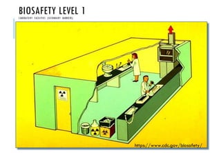 BIOSAFETY LEVEL 1
LABORATORY FACILITIES (SECONDARY BARRIERS)
https://www.cdc.gov/biosafety/
 