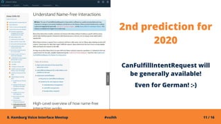 11 / 16#vuihh8. Hamburg Voice Interface Meetup
2nd prediction for
2020
CanFulfillIntentRequest will
be generally available...