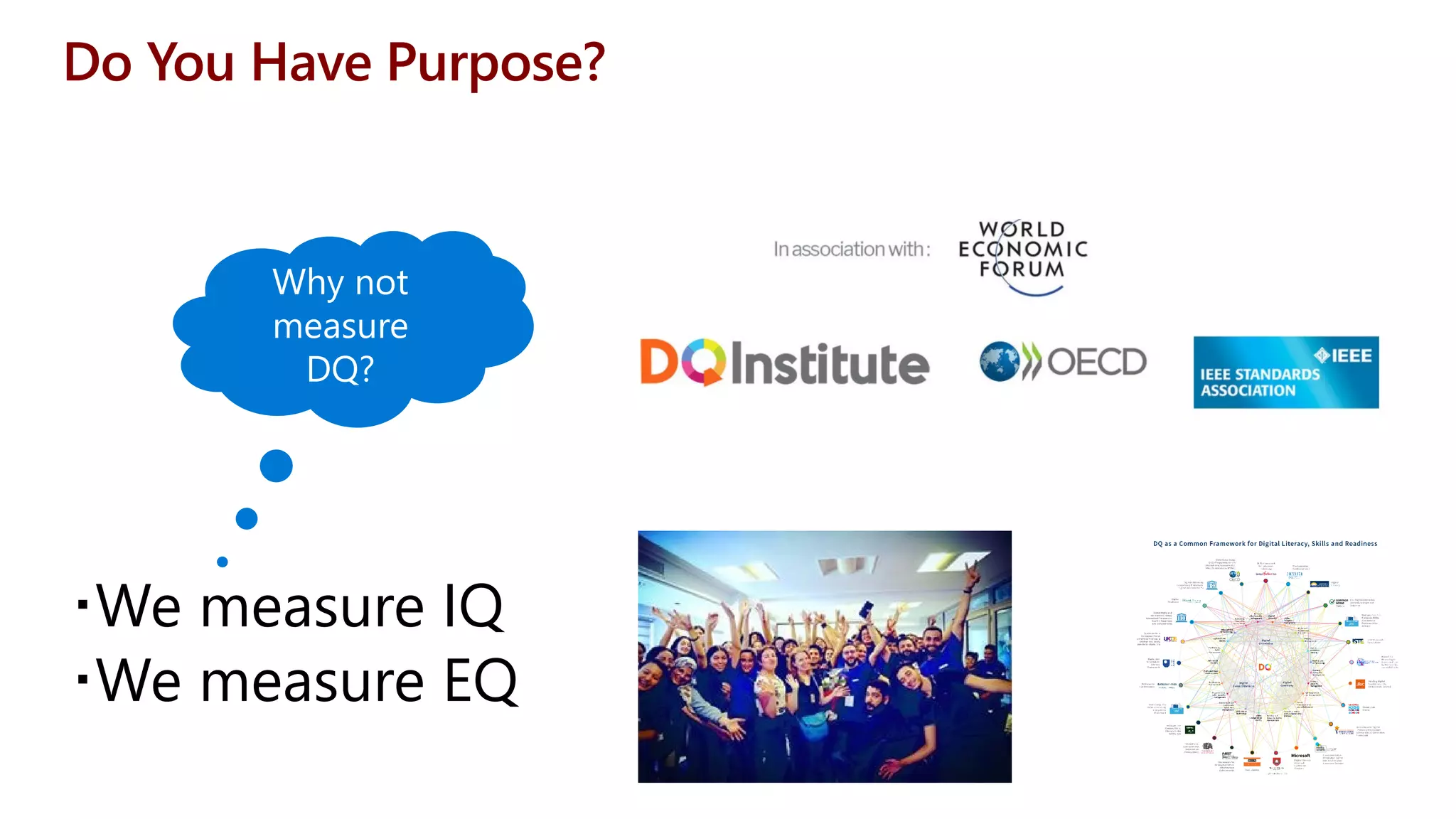 Do You Have Purpose?
We measure IQ
We measure EQ
Why not
measure
DQ?
 
