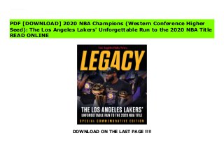 DOWNLOAD ON THE LAST PAGE !!!!
New Book 2020 NBA Champions (Western Conference Higher Seed): The Los Angeles Lakers' Unforgettable Run to the 2020 NBA Title Read Now Visit Here
PDF [DOWNLOAD] 2020 NBA Champions (Western Conference Higher
Seed): The Los Angeles Lakers' Unforgettable Run to the 2020 NBA Title
READ ONLINE
 