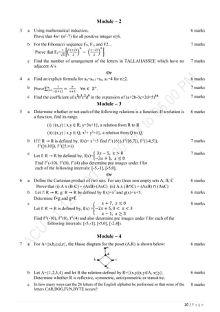 3rd Semester Computer Science and Engineering (ACU) Question papers | PDF