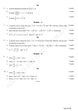 3rd Semester Computer Science and Engineering (ACU) Question papers | PDF