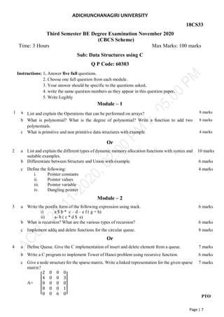 3rd Semester Computer Science and Engineering (ACU) Question papers | PDF