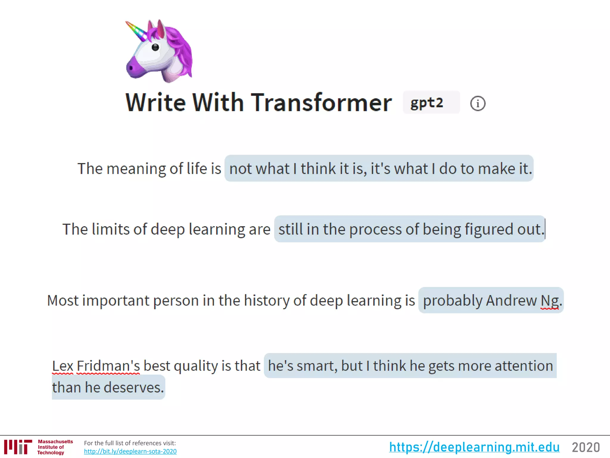 2020https://deeplearning.mit.eduFor the full list of references visit:
http://bit.ly/deeplearn-sota-2020
 